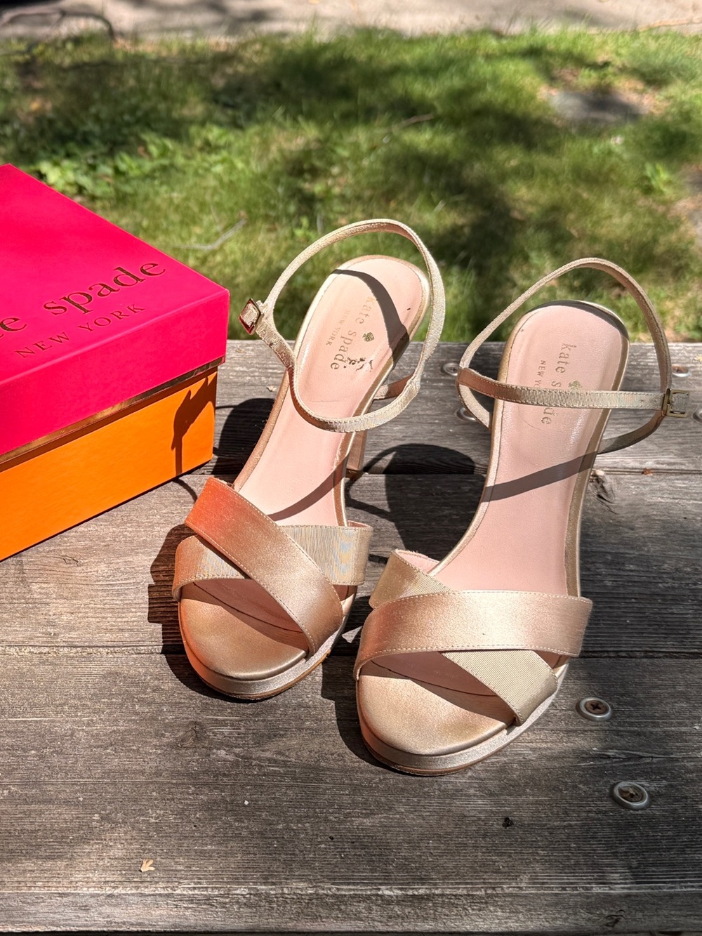 kate spade Champagne Crisscross Platform heel
